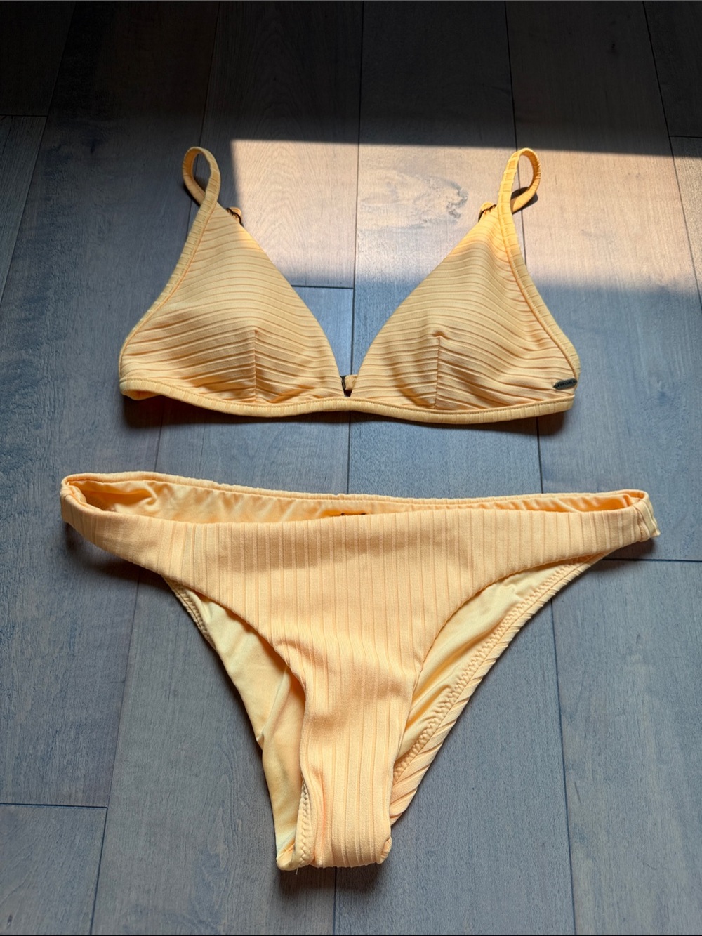 Rip Curl Neon Orange Ribbed Triangle Bikini Set